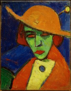 Groene vrouw met gele hoed II