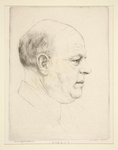 H. N. Bialik (portret van hoofd in profiel) door Hermann Struck