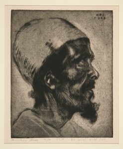 Mannelijk hoofd (van een blinde man?) in profiel door Hermann Struck