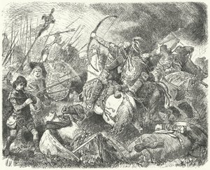 Een Hunnenleger teruggedrongen op het slagveld door Hermann Vogel