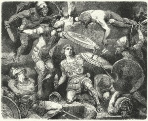 Het leven van Alexander de Grote in gevaar door Hermann Vogel