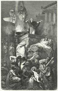 Augustus houdt de redevoering bij de begrafenis van zijn neef Marcellus, 23 v.Chr. door Hermann Vogel
