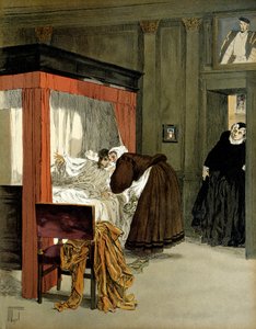 Karel IX (1550-1574), koning van Frankrijk, stervend met zijn verpleegster door Hermann Vogel