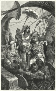 Cleopatra tijdens de Slag bij Actium, 31 v.Chr. door Hermann Vogel