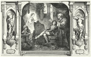 Dante Alighieri in het atelier van Giotto, 14e eeuw door Hermann Vogel
