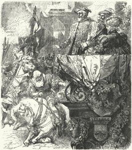 Hertog Ulrich van Württemberg vernedert zich voor de Heilige Roomse Keizer Karel V, 1548