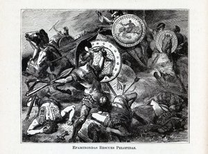 Epaminondas redt Pelopidas, 1882 door Hermann Vogel