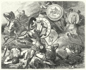 Epaminondas redt het leven van Pelopidas bij de Slag bij Mantinea, 385 v.Chr.