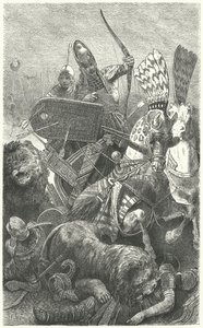 Ramesses de Grote bij de Slag om Kadesh, 1274 v.Chr. door Hermann Vogel