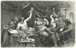 Romeins Bacchanaal ten tijde van Messalina, 1e eeuw door Hermann Vogel
