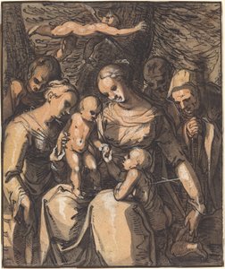 De Heilige Familie met Heiligen [recto]