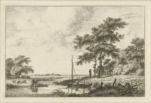 Landschap met schuitje