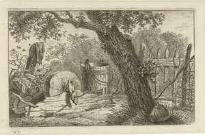 Landschap met slijpsteen door Hermanus Fock