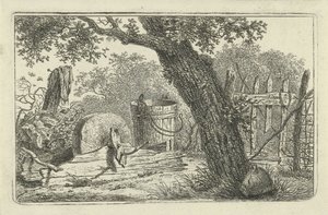 Landschap met slijpsteen door Hermanus Fock