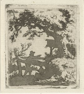 Landschap met twee personen (Het vragen naar den weg) door Hermanus Fock