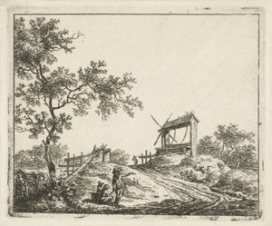 Landschap met waterput door Hermanus Fock