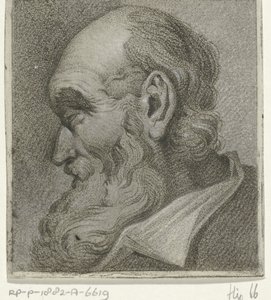 Portret van een grijsaard, en profil door Hermanus Fock