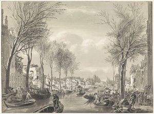 Herstelwerk op het Steenschuur na de ramp, 1807 door Hermanus Numan (possibly)