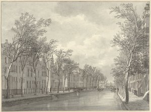 Gezicht op het Rapenburg te Leiden vanaf de Groenebrug, 1807