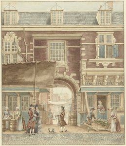 De Kleine Vispoort op de Vijgendam met een doorkijk naar de Vismarkt door Hermanus Petrus Schouten