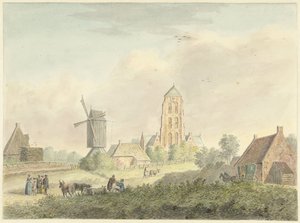 Kerk van het dorp Westkapelle in Zeeland door Hermanus Petrus Schouten