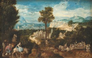 Landschap met de vlucht naar Egypte