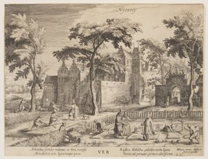 Nyenroy - Lente, uit De seizoenen, Gezicht op kastelen in de omgeving van Amsterdam