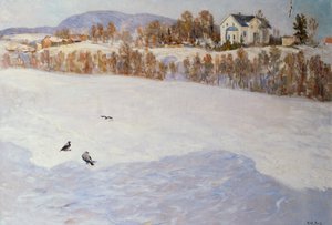 Boerderij in winterlandschap door Heyn Barth