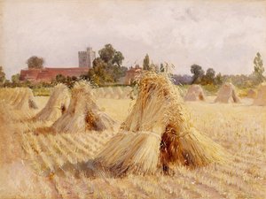 Korenstokken bij Bray Church, 1872 door Heywood Hardy