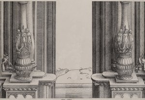 Het middelste gedeelte van de ingang naar het centrale portaal, de kolommen versierd met sirenen, 1515