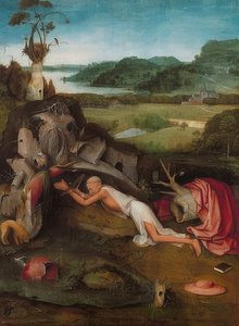 De heilige Hiëronymus in de woestijn. Rond 1490