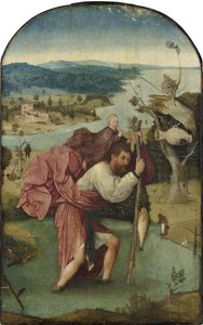 Dutch: De H. Christoforus draagt het Christuskind Saint Christopher Carrying the Christ Child door Hieronymus Bosch