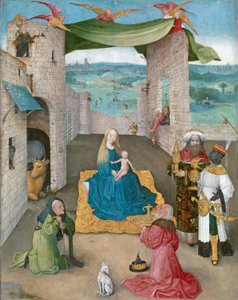 De aanbidding van de wijzen, c.1475 door Hieronymus Bosch