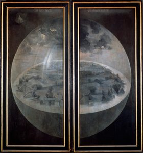 De Schepping van de Wereld, gesloten deuren van het drieluik De Tuin der Lusten, ca. 1500