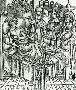 Dokters onderzoeken een melaatse door Hieronymus Brunschwig