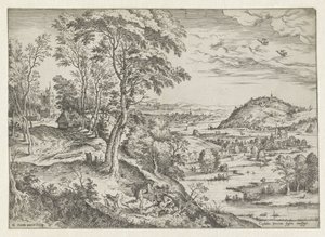 Cephalus en Procris Landschappen met bijbelse en mythologische scènes (series title) door Hieronymus Cock