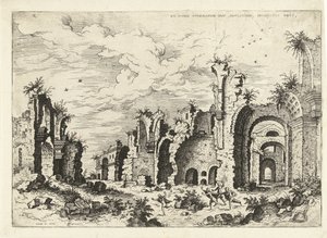 Gezicht op de Thermen van Diocletianus, uit de serie Romeinse ruïnes