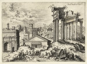 Gezicht op het Forum Romanum vanuit het Capitool door Hieronymus Cock
