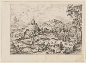 Mercurius die Argus in slaap sust, uit Landschappen met bijbelse en mythologische scènes