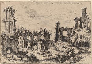 Ruïnes op de Palatijn met het Septizonium door Hieronymus Cock