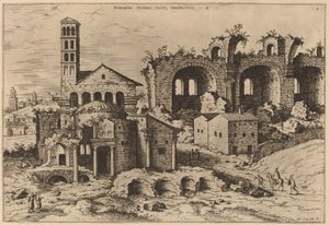 De Tempel van Augustus en Faustina, de Tempel van Divus Romulus, en de Basiliek van Constantijn door Hieronymus Cock