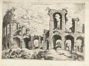 Tweede gezicht op het Colosseum te Rome Romeinse ruïnes