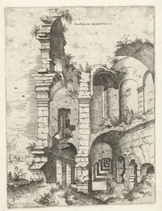 Vijfde gezicht op het Colosseum te Rome door Hieronymus Cock