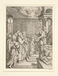 De presentatie van de Maagd, uit de serie Het leven van de Maagd door Hieronymus Wierix