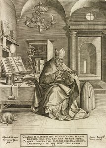 Sint Ambrosius, uit de serie De vier vaders van de kerk, uitgegeven 1586