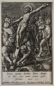 De Passie: Christus wordt gekruisigd door Hieronymus or Jerome Wierix