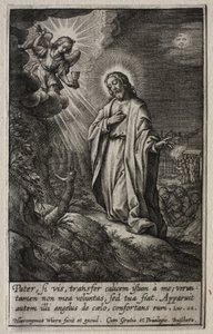 De Passie: Christus op de Olijfberg door Hieronymus or Jerome Wierix