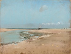Strand bij laagwater (monding van de rivier)
