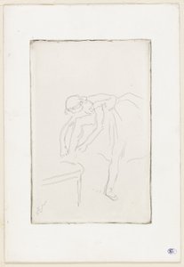 Danseres die haar schoen aantrekt door Hilaire Germain Edgar Degas
