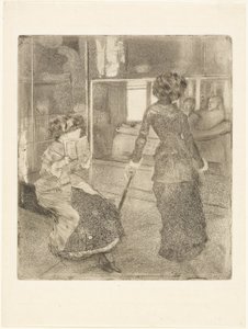 Mary Cassatt in het Louvre: De Etruskische Galerij door Hilaire Germain Edgar Degas